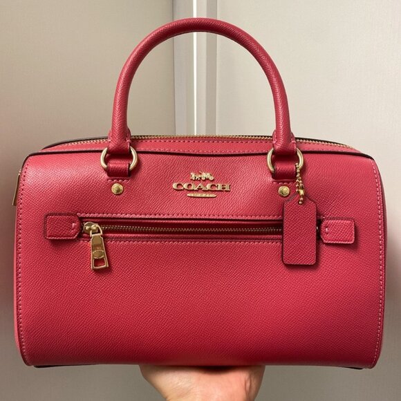 Coach 79946 Rowan Crossgrain Leather Satchel in Strawberry Haze - Picture 1 of 8